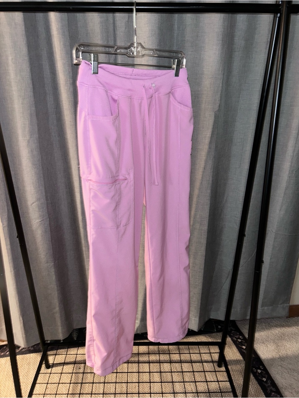 Women’s Wide-Leg Cargo Pants in Lavender with Drawstring Waist
